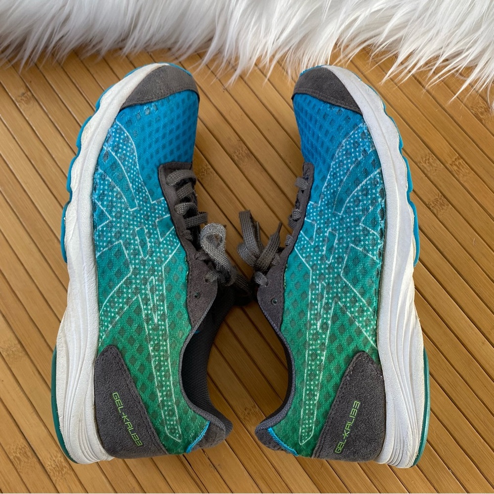 Asics Sz 8 Sneakers Gray Ombre Blue Green Colorway Mesh Gel-Kali 33 Lace-up Rare - Picture 8 of 12